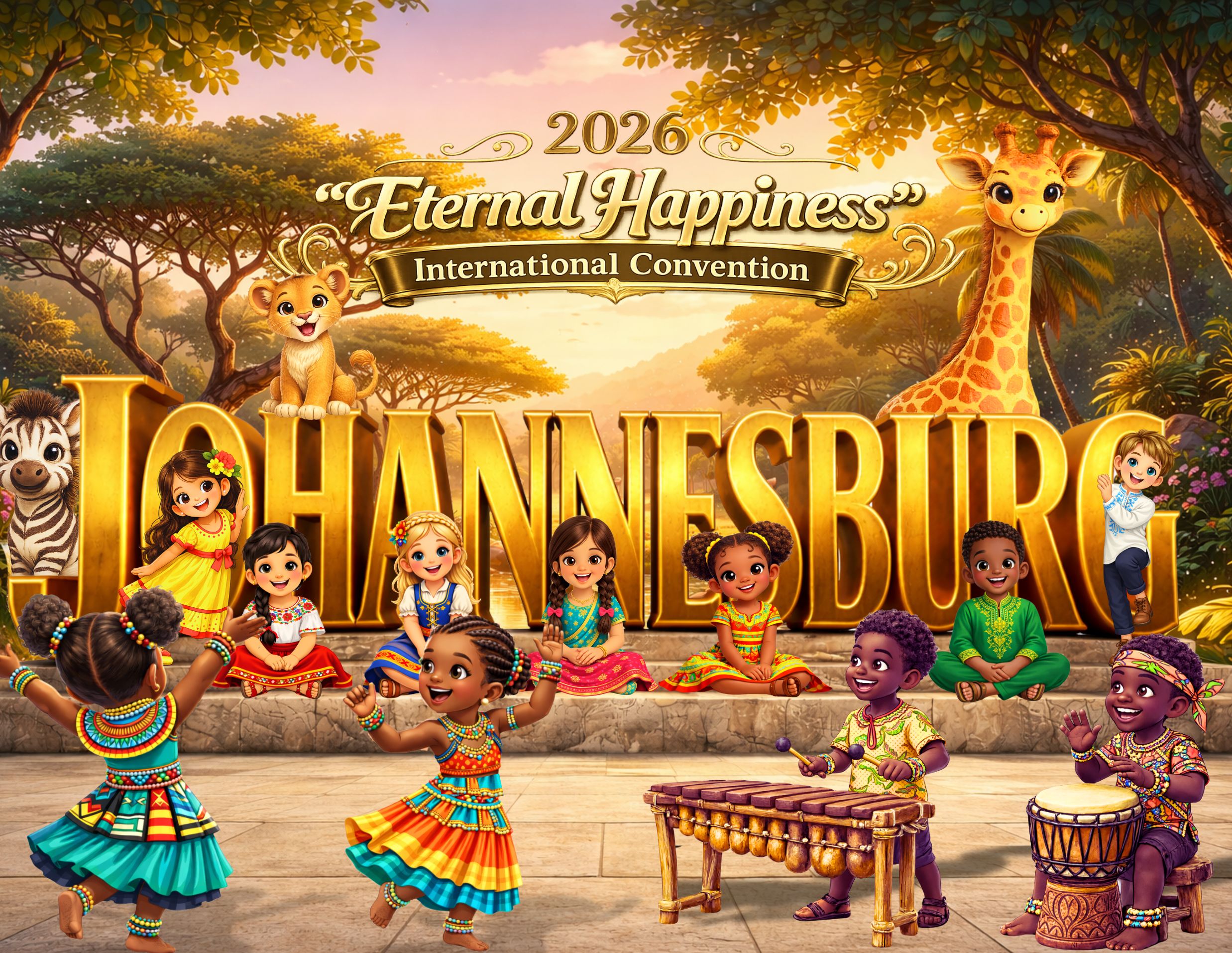 2026 Eternal Happiness Convention "Joyful Global JW Kids" Postcard Bundles (envelopes not included)