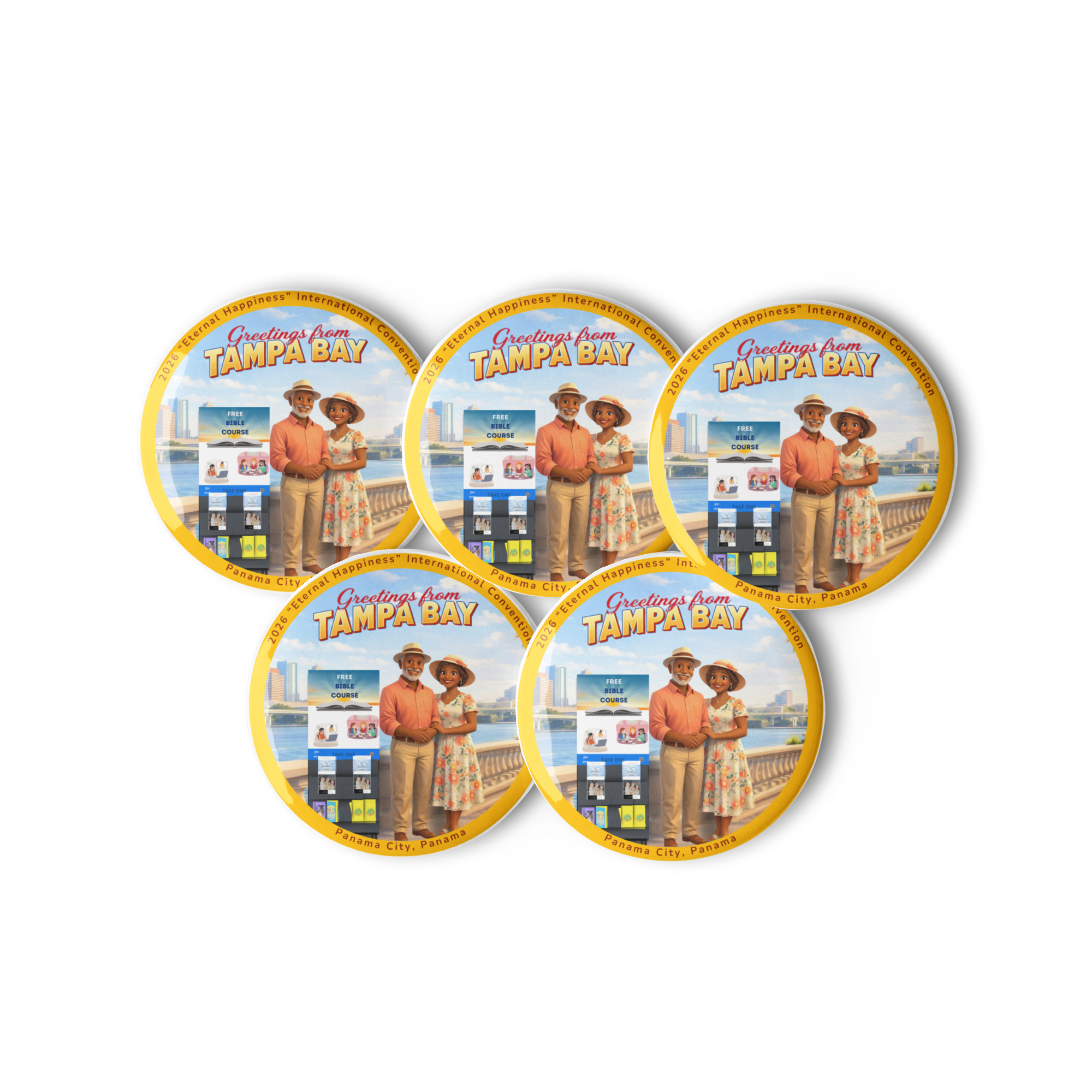 JW Custom Cartoon Character International Convention Delegate Button Pins - Image 4