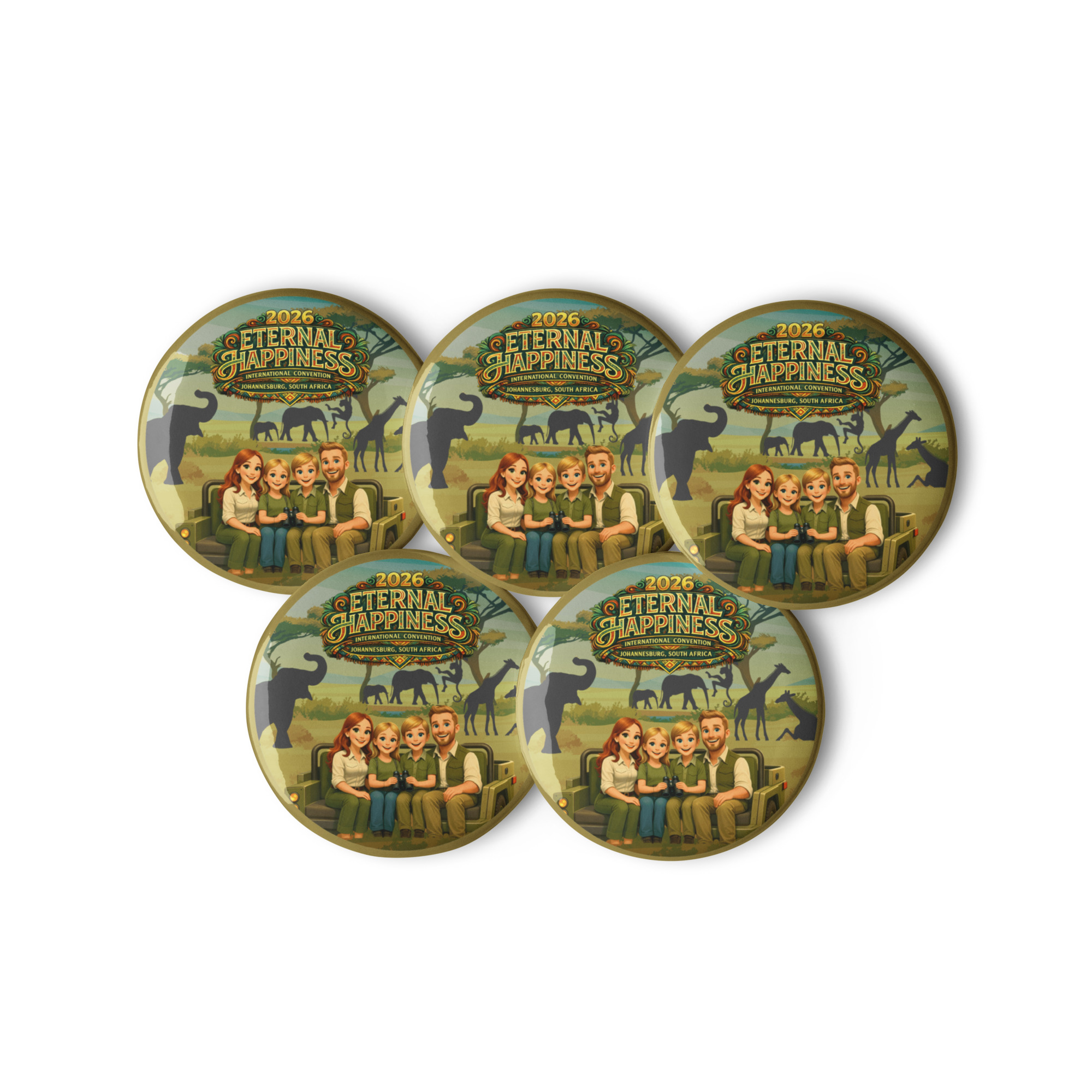 JW Custom Cartoon Character International Convention Delegate Button Pins