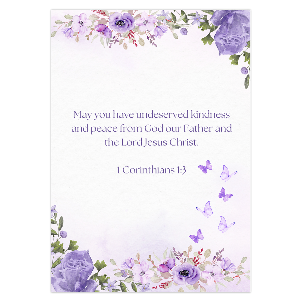 Lavender Blooms Sympathy Greeting Card Bible Verse Folded Cards - Image 4