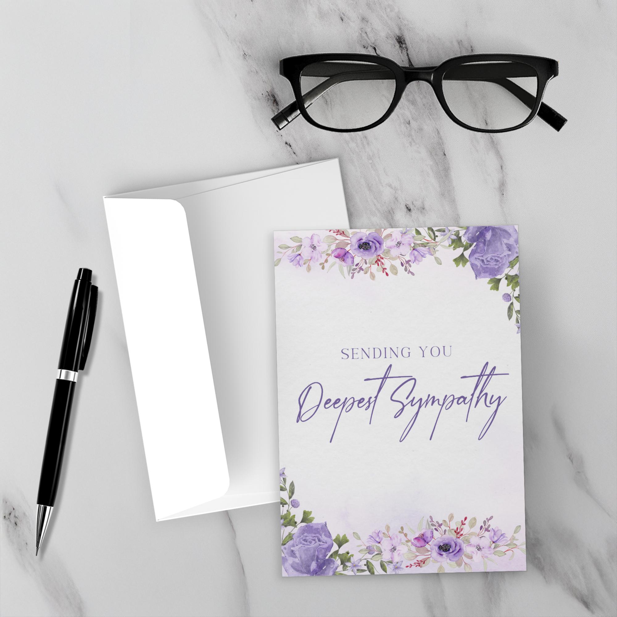 Lavender Blooms Sympathy Greeting Card Bible Verse Folded Cards