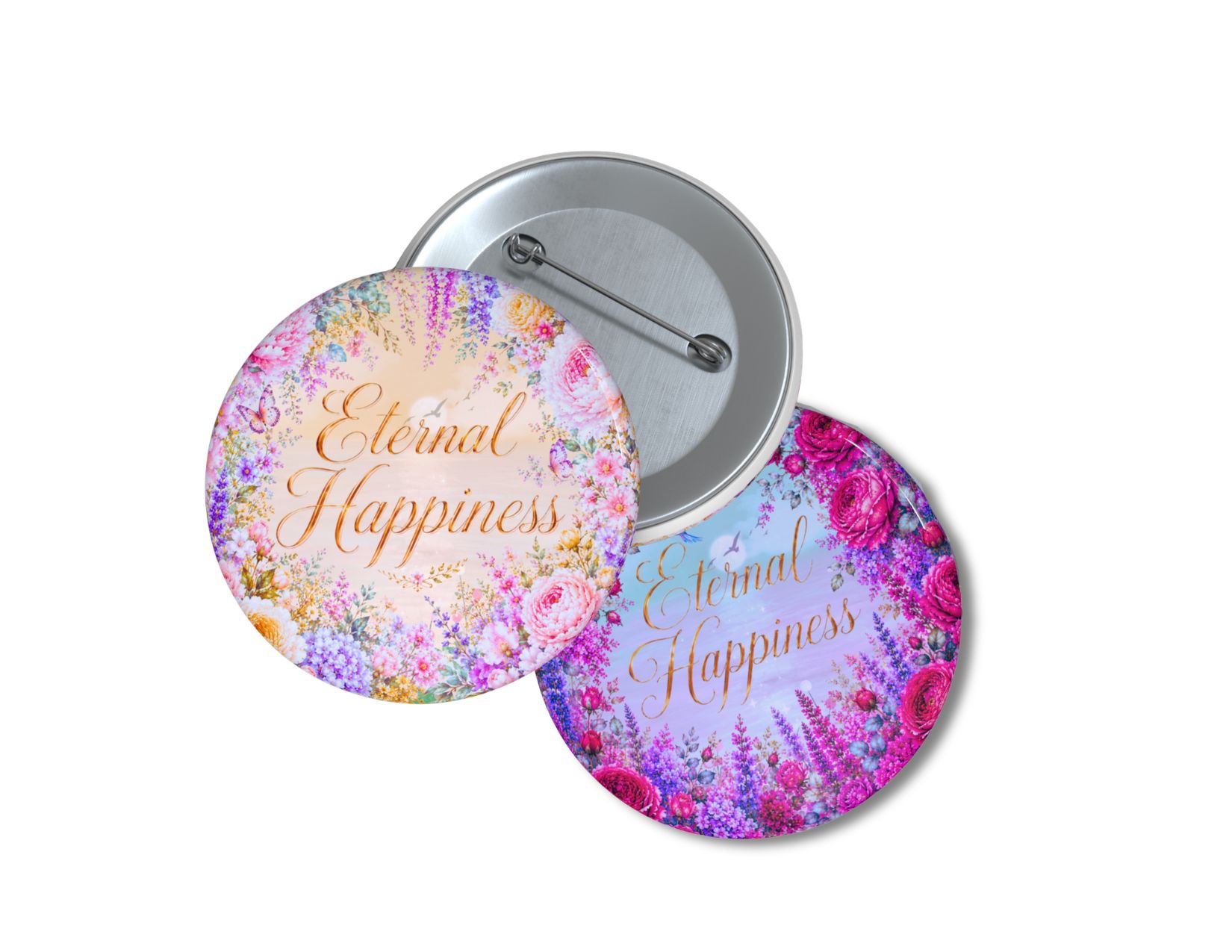 “Eternal Happiness” Garden Sunset Convention Buttons – Paradise Blooms Collection