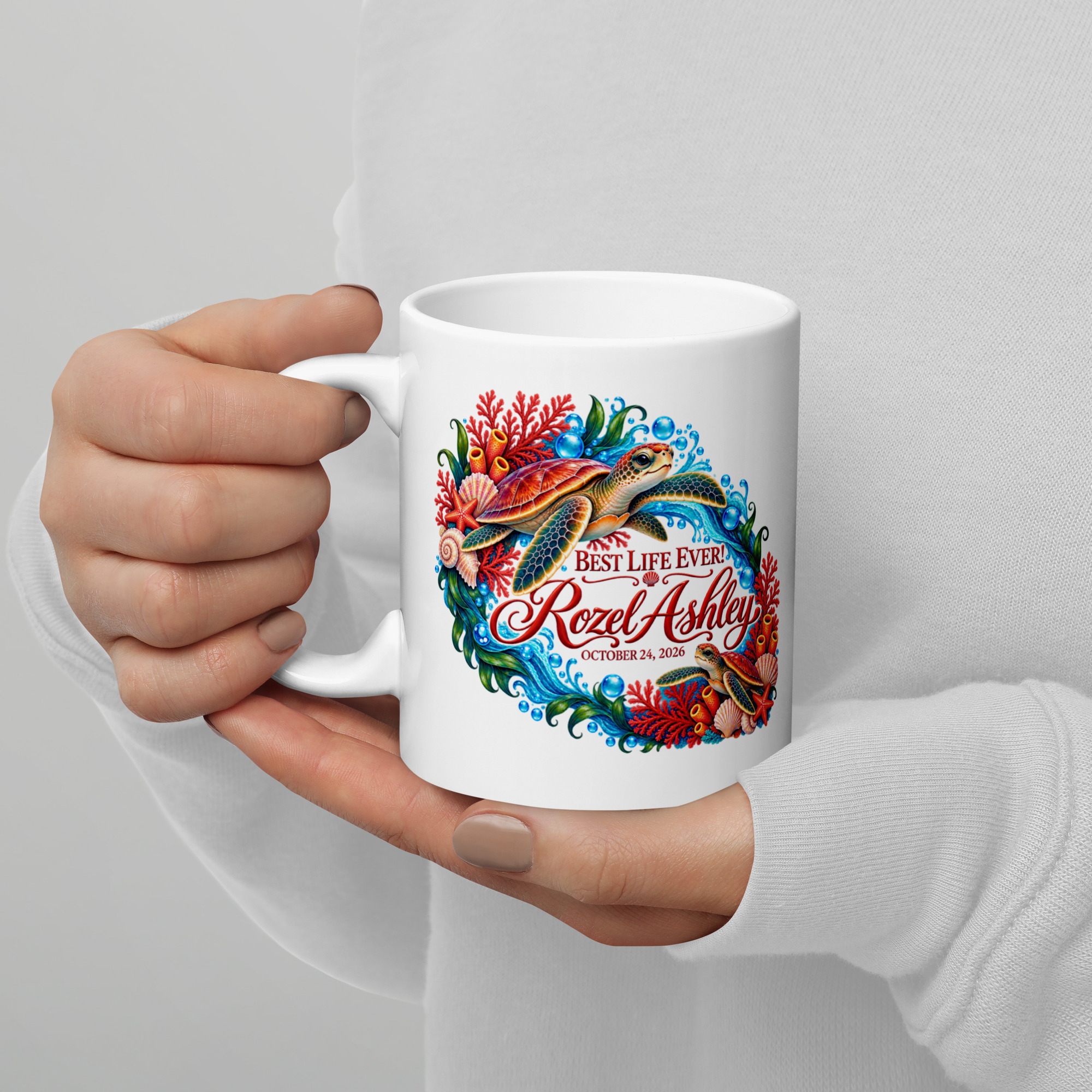 Custom Baptism White glossy 11 oz. mug - Image 2
